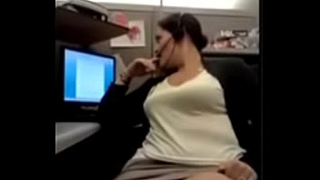 middle aged mom goes to work on her pussy in the office