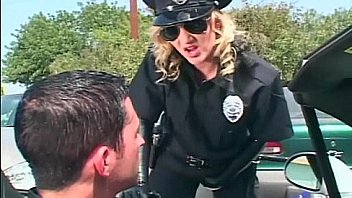Female officer fucking in shiny latex lingerie