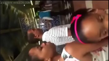 Upskirt ebony mom with husband and daughter