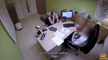 LOAN4K. Young naive chick gets fucked on the desk in the loan office