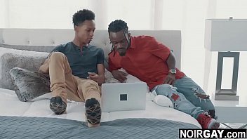 Ebony gay brothers watch porn together and have sex