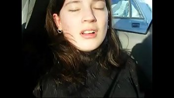 Young girl fingers herself in car