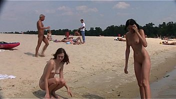 Nudist beach brings the best out of three hot teens