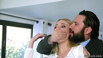 Real estate agent Tommy Pistol ties hot blonde Riley Reyes and used her as a bargaining chip for home buyers who double penetration and gangbang fucked her in bondage