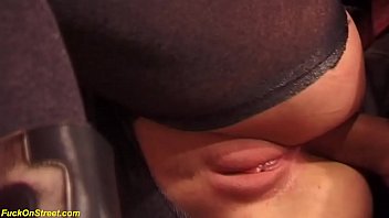 cute teen in sexy nylons gets rough big cock anal fucked in a public coffee shop