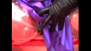 Two sluts wrapped with cellophane and plastic bags are hungry for cock and cum