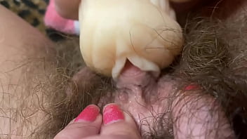 huge clit orgasm hairy pussy closeup  big clit sucking