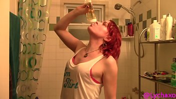 Trans girl chugging a bottle of pee
