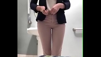 Female boss strips down in the office toilet