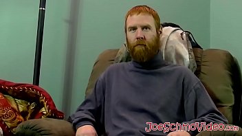 Bearded redhead gay masturbates and cums