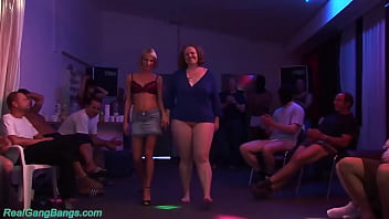 redhead german bbw enjoys with her skinny girlfriend first time a rough sexclub gangbang bukkake fuck party